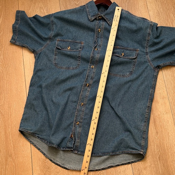 Denim Blue Casual Button-Down Shirt 100% Cotton - Picture 8 of 11